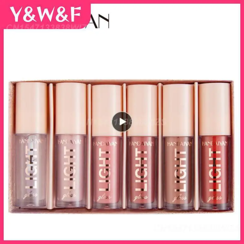 

6 Color High-gloss Mirror Water Gloss Lip Gloss Suit Lacquered Glass Lip Dense Moisturizing Pearlescent Lip Glaze Lipstick