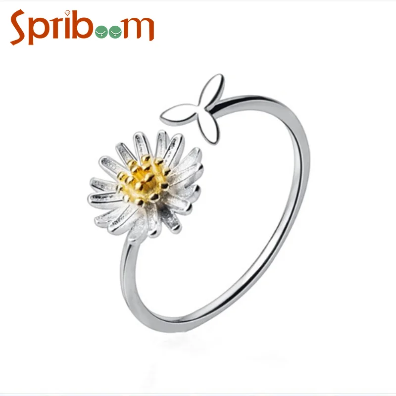 

Daisy Flower Ring Opening Adjustable Silver Color Small Fresh Index Finger Rings for Women Aesthetic Jewelry Girlfriends Gifts