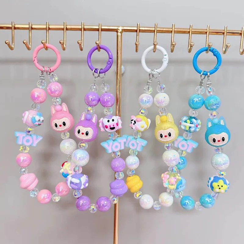 Цепочка для телефона Labubu подвеска рюкзака из бисера ремешок мобильного милый