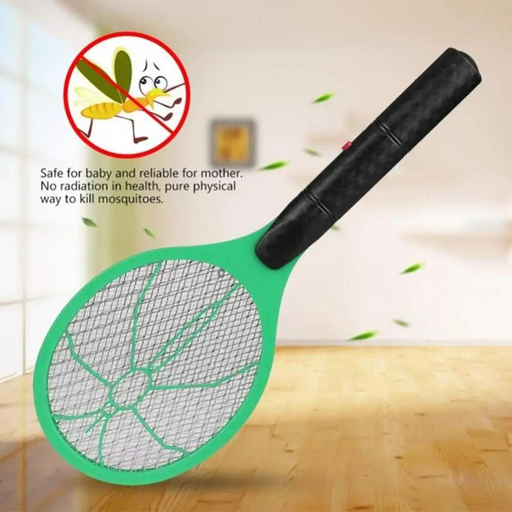 

Three Layer Mesh Electric Bug Zapper Safety Mosquito Flies Racket Killer Swatter Easy To Hold Handle Light Weight High Voltage