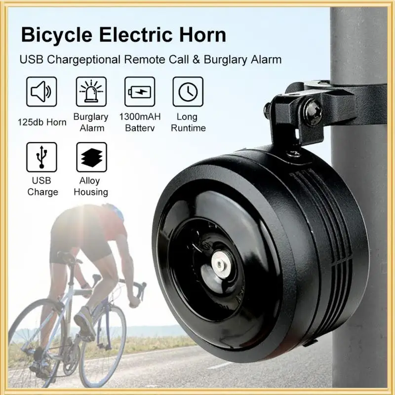 

Anti-theft Alarm Exquisite 1300mah Bicycle Equipment Remote Control Type C Charging Aluminum Alloy Tweeter Electronic Horn