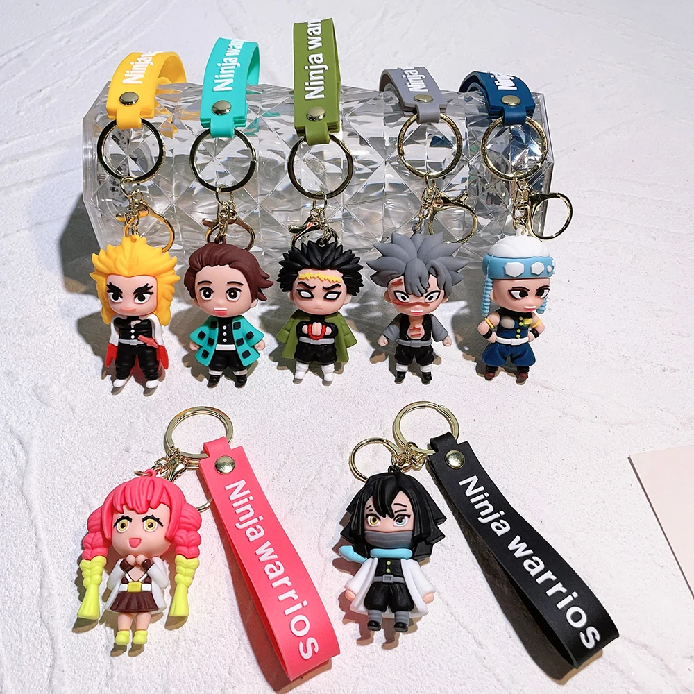 

New Demon Slayer Kimetsu No Yaiba Blade of Ghost Keychain Cute Characters Pvc Pendant Car Key Chain Fans Gift Anime Jewelry
