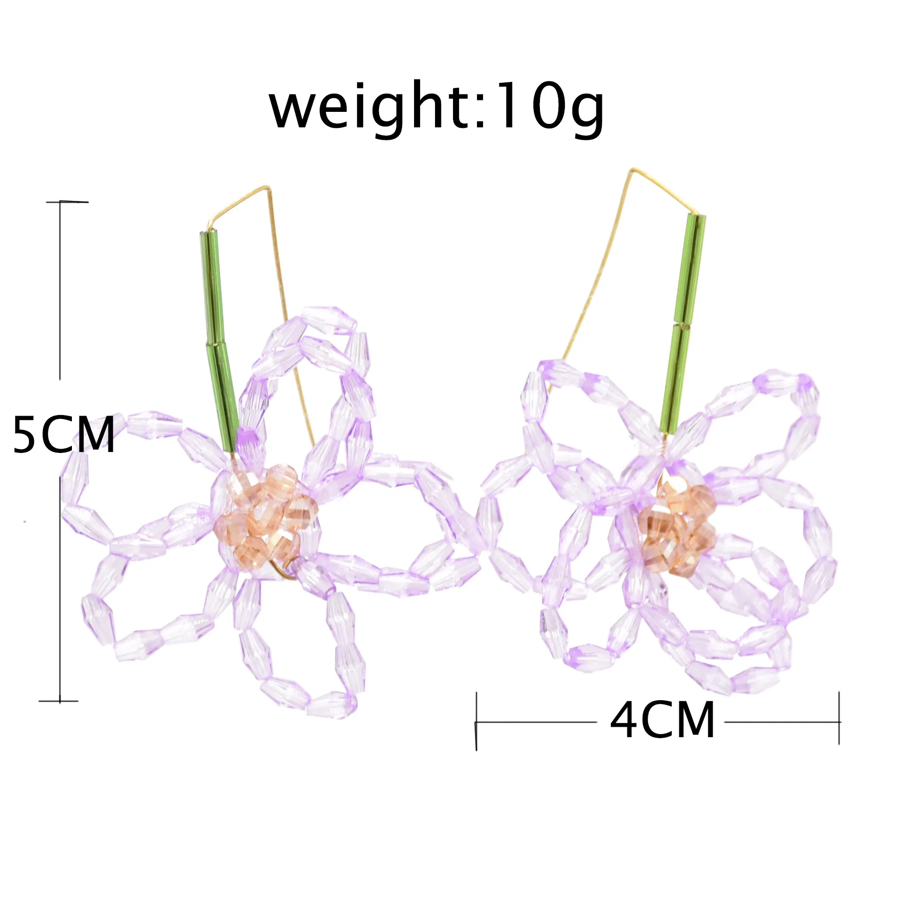 Женские акриловые серьги с бусинами оранжевые или фиолетовые серьги-подвески