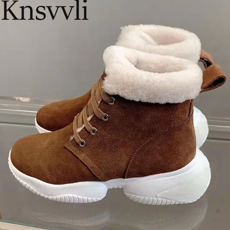 

Зимние ботинки, женские меховые полусапожки с круглым носком, на шнуровке, короткие ботинки белого и кофейного цвета на толстой подошве, жен...