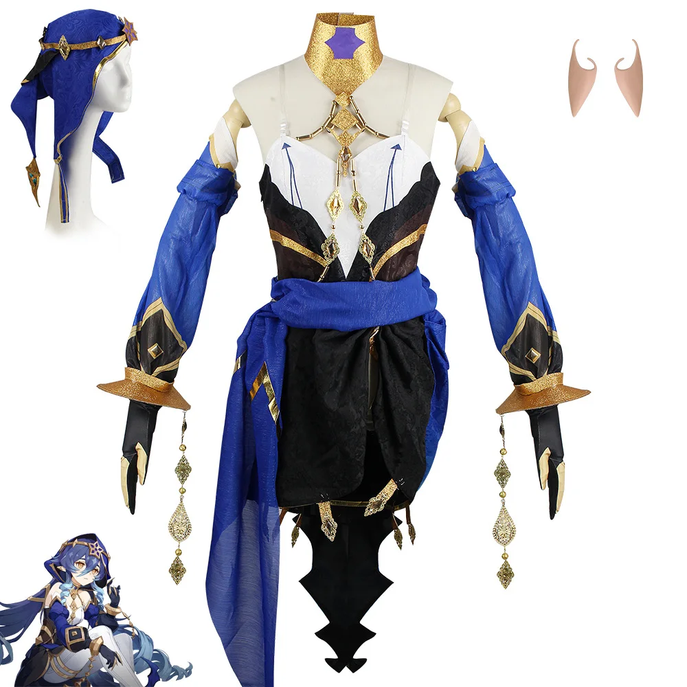 

Game Genshin Impact Layla Sumeru Cosplay Costume Layla Full Set Christmas Headwear Dress Stockings Wig Anime Cosplay Plus Size
