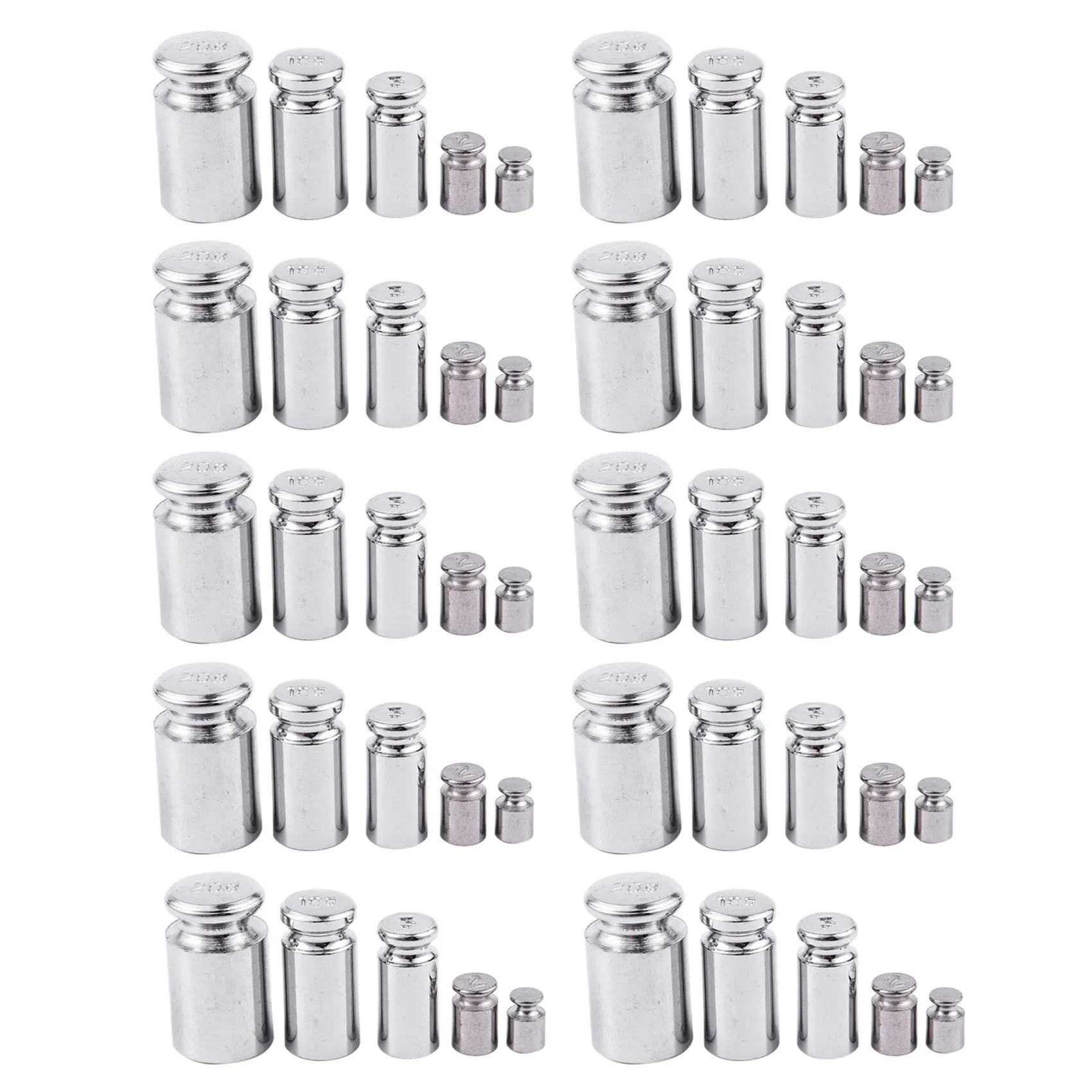 

10X Weight 1G 2G 5G 10G 20G Chrome Plating Calibration Scale Weight Set for Digital Scale Balance Silvery White