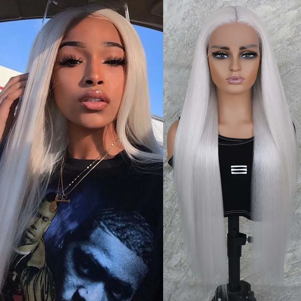 Apolaurel платиновый белый синтетический парик со шнуровкой женский с прямыми