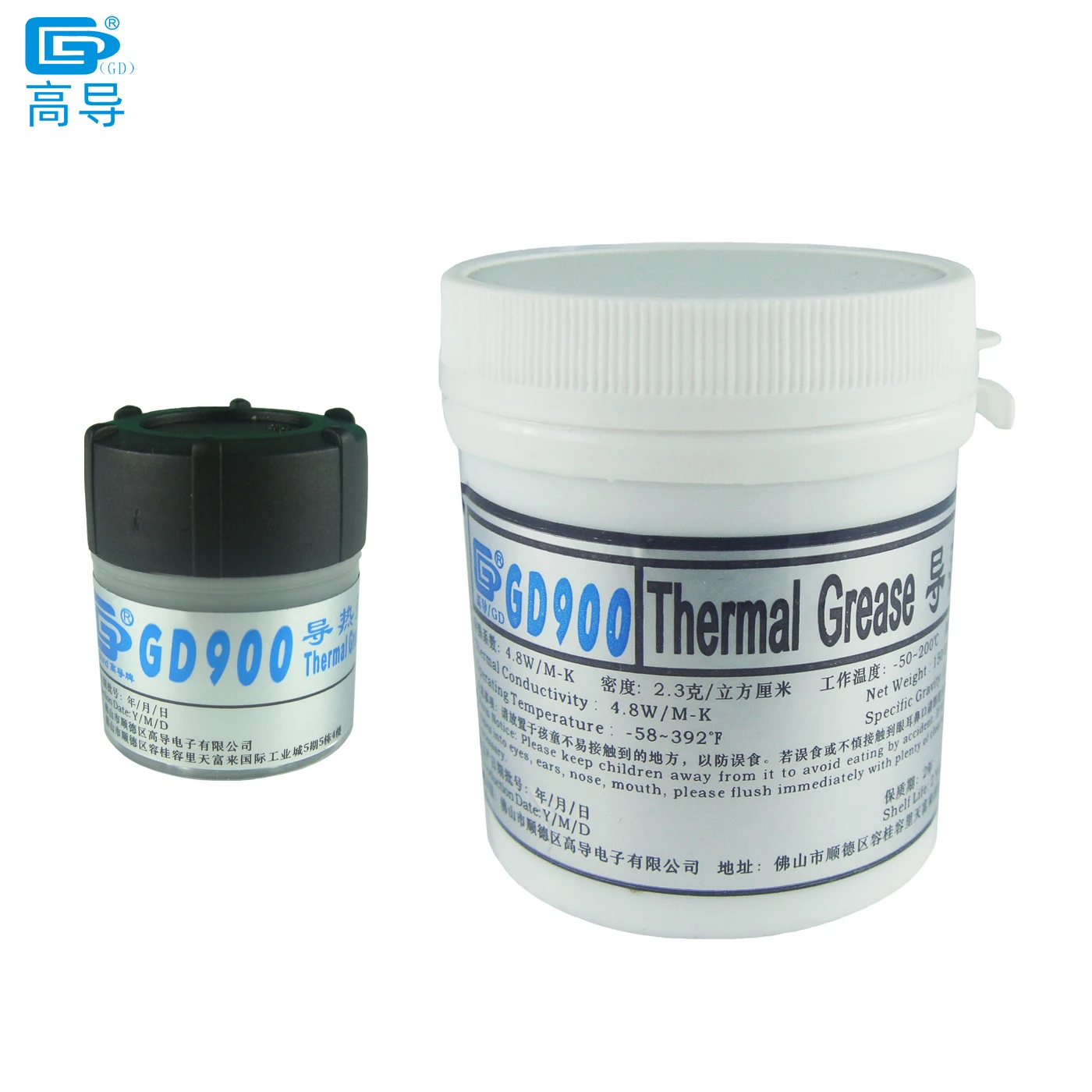 

GD900 Thermal Conductive Grease Paste Plaster Heat Sink Compound Net Weight 30/150 Grams Can Packaging Gray for CPU LED GPU CN