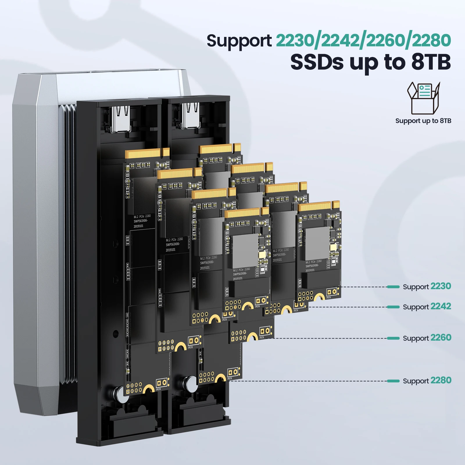 Фото Корпус Yottamaster, USB C NVMe SATA, 10 Гбит/с, 8 ТБ макс. №4