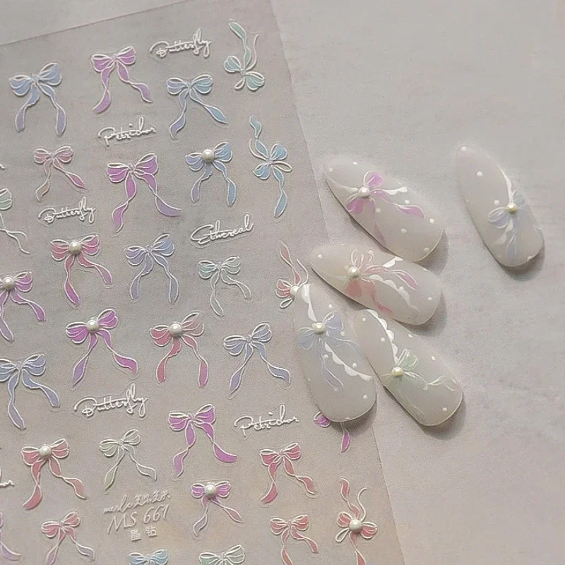 Красочная нежная лазерная лента с кристаллами блестящий бант жемчуг кролик