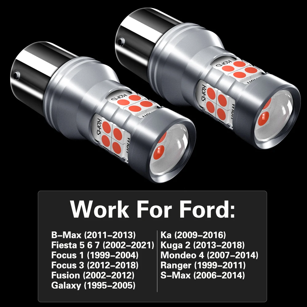 2x Светодиодная лампа стоп-сигнала P21/5W BAY15D Canbus для Ford B Max Fiesta 5 6 7 Focus 1 3 Fusion Galaxy Ka Kuga 2