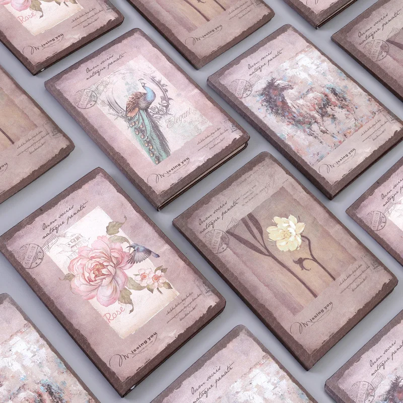 

Creative Retro A5 Flower and Bird World Colored Inner Page Hardcover Hard Copy Notepad Notebook Gift