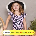 Купальник для маленьких девочек, детский слитный купальник с цветочными оборками, детская пляжная одежда с открытой спиной, черный купальный костюм