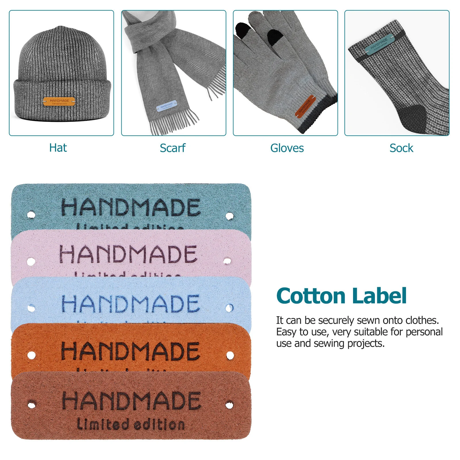 

60 Pcs Handcraft Textured Labels Handmade Crochet Sewing Personalized Colored Items Tags Clothing Knitting Bag