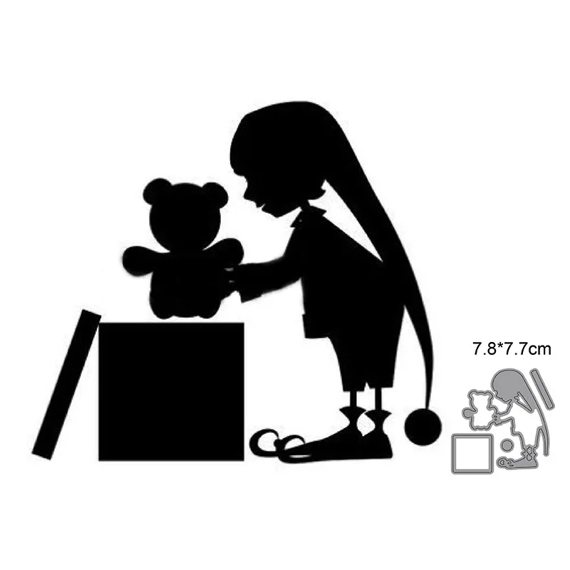 

Girl Christmas Gift Bear Doll Metal Cutting Dies For Scrapbooking Stencils DIY Album Cards Decoration Embossing Craft Die Cuts