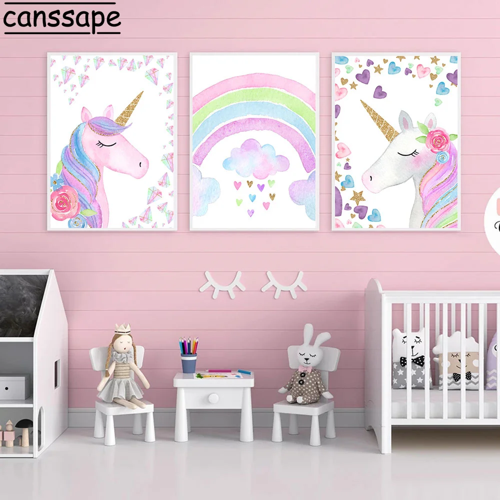 Детская живопись искусство картины с рисунком радуги современные настенные