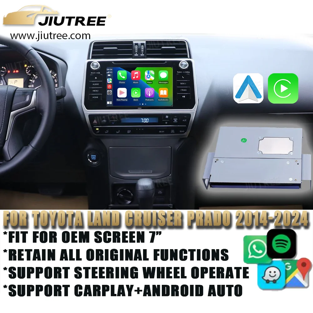 Система Linux OEM автомобиля с декодером для Toyota Prado 2014-2024 Android Auto Муtimedia Wireless CarPlay