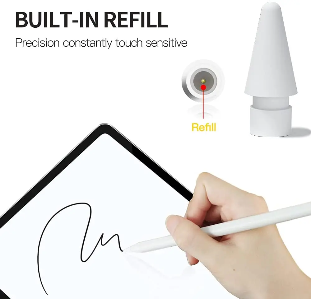 4 шт. сменные наконечники совместимые с Apple Pencil 2 Gen iPad Pro - iPencil Nib для 1 st/Pencil White |