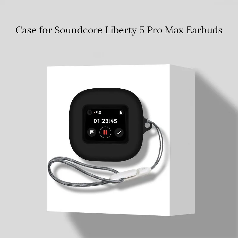 Фото Чехол для наушников Anker Soundcore Liberty 5 Pro Max, мягкий силиконовый защитный чехол с видимым сенсорным экраном и ремешком №1