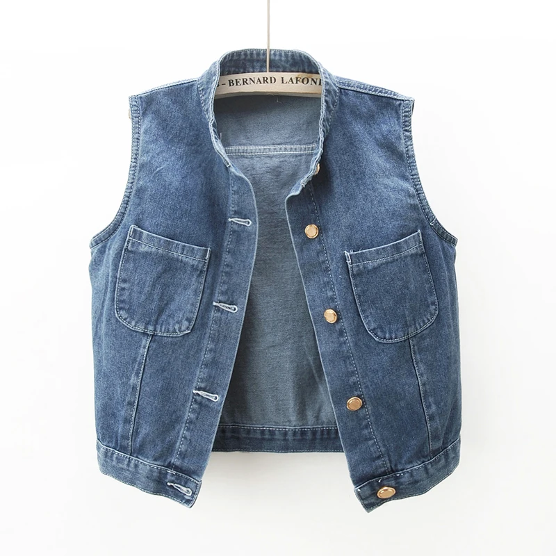 

Женский однобортный жилет, винтажный джинсовый жилет без рукавов, модель H3155 на весну и осень, 2023