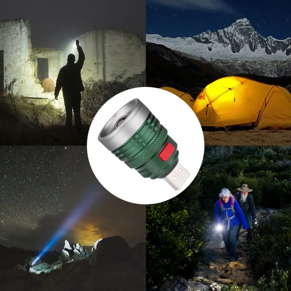 

Power Bank USB Flash light Torch Lanterna By USB 3 modes Mini Zoomable Ultra Bright USB Flashlight