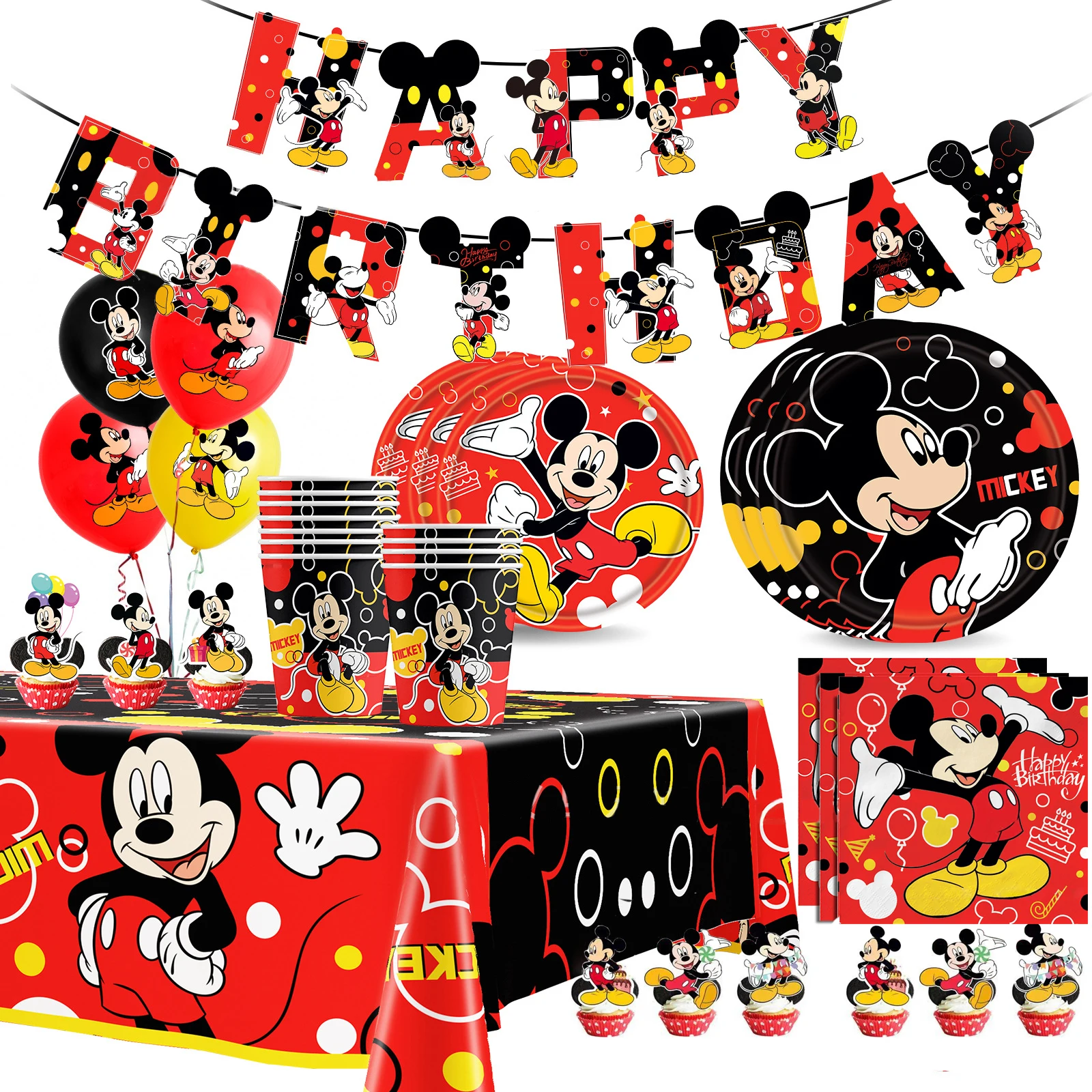 

Mickey Mouse Theme Baby Favor Birthday Party Supplies Mickey Cup Plate Kid Girl Party Decoration Disposable Tableware Dinner Set