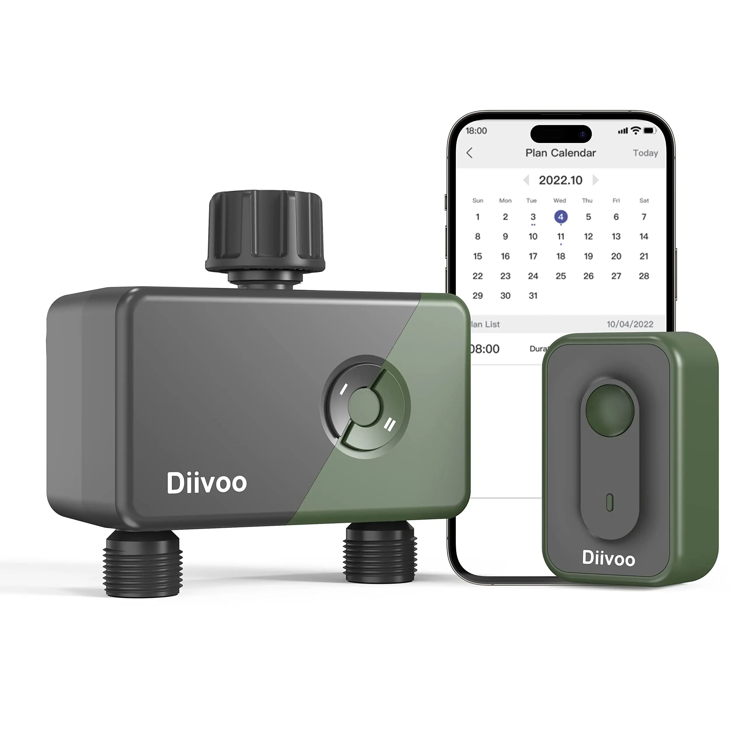 Diivoo Water Hose Timer 1/2 Zone Compatible with Alexa and Google, Remote Control Irrigation Timer, Automatic Manual Watering