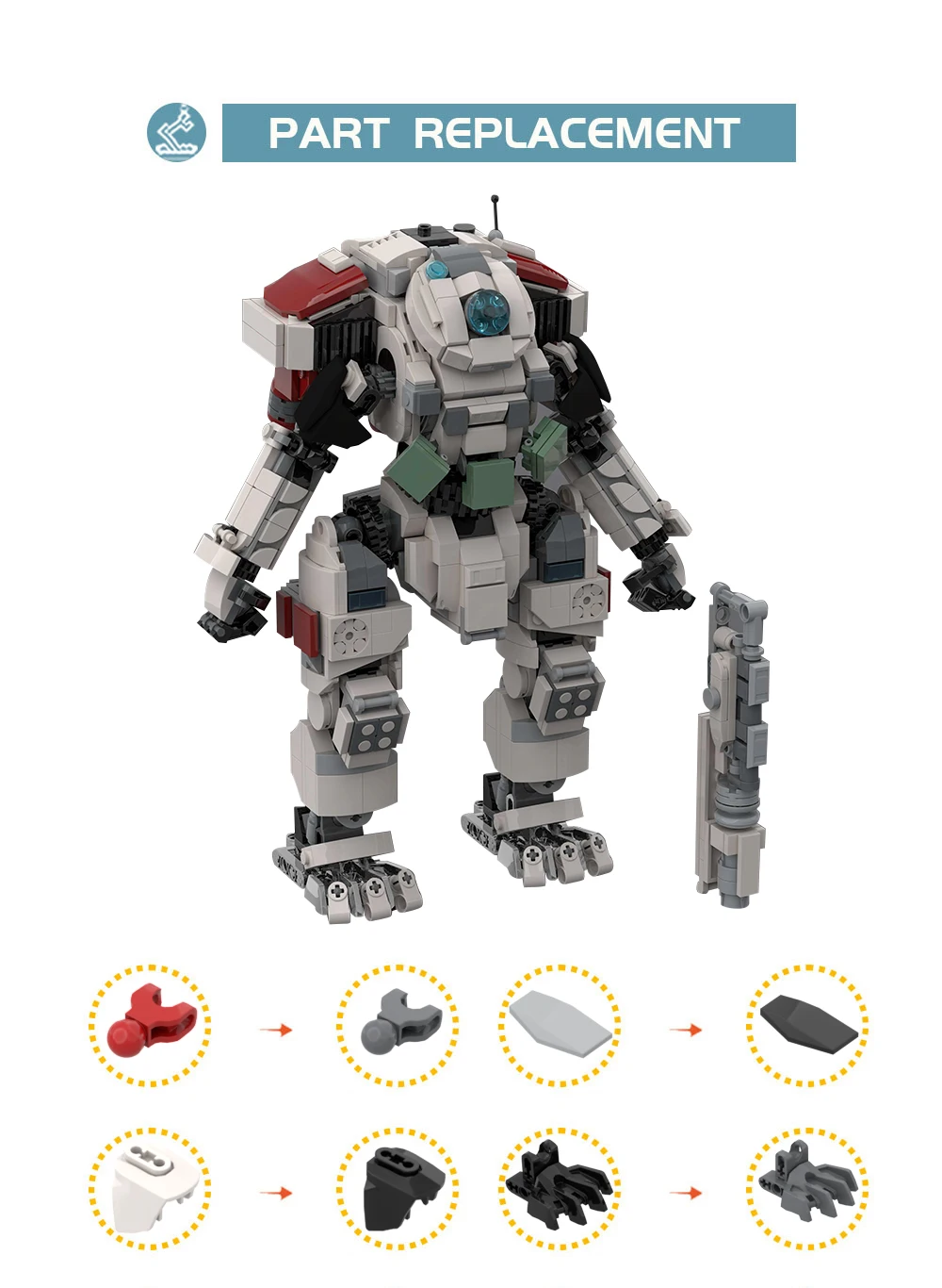 Фото MOC ионный класс Titas Mecha робот, набор строительных блоков, игра Titanfalleds 2, пионер, Титан FS-1041, боевые подсказки, солдаты, кирпичи, игрушки №5