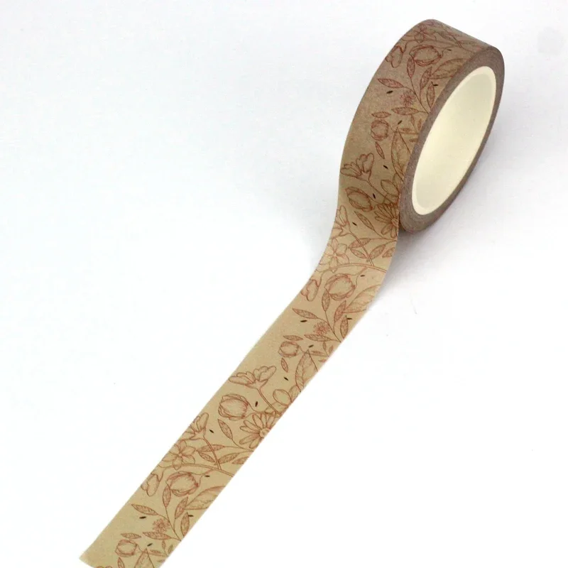 

GREATHOPE WASHI TAPE винтажная сетка крафт коричневые листья 10 м