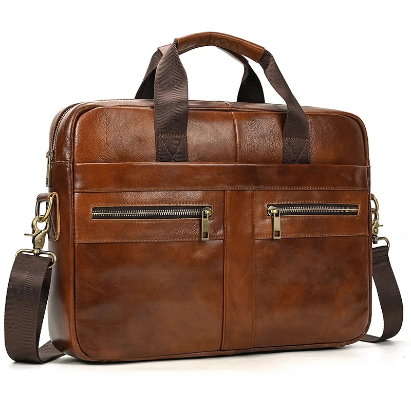 

Портфель мужской кожаный деловой, сумка из воловьей кожи с ремешком для ноутбука 15,6 дюйма