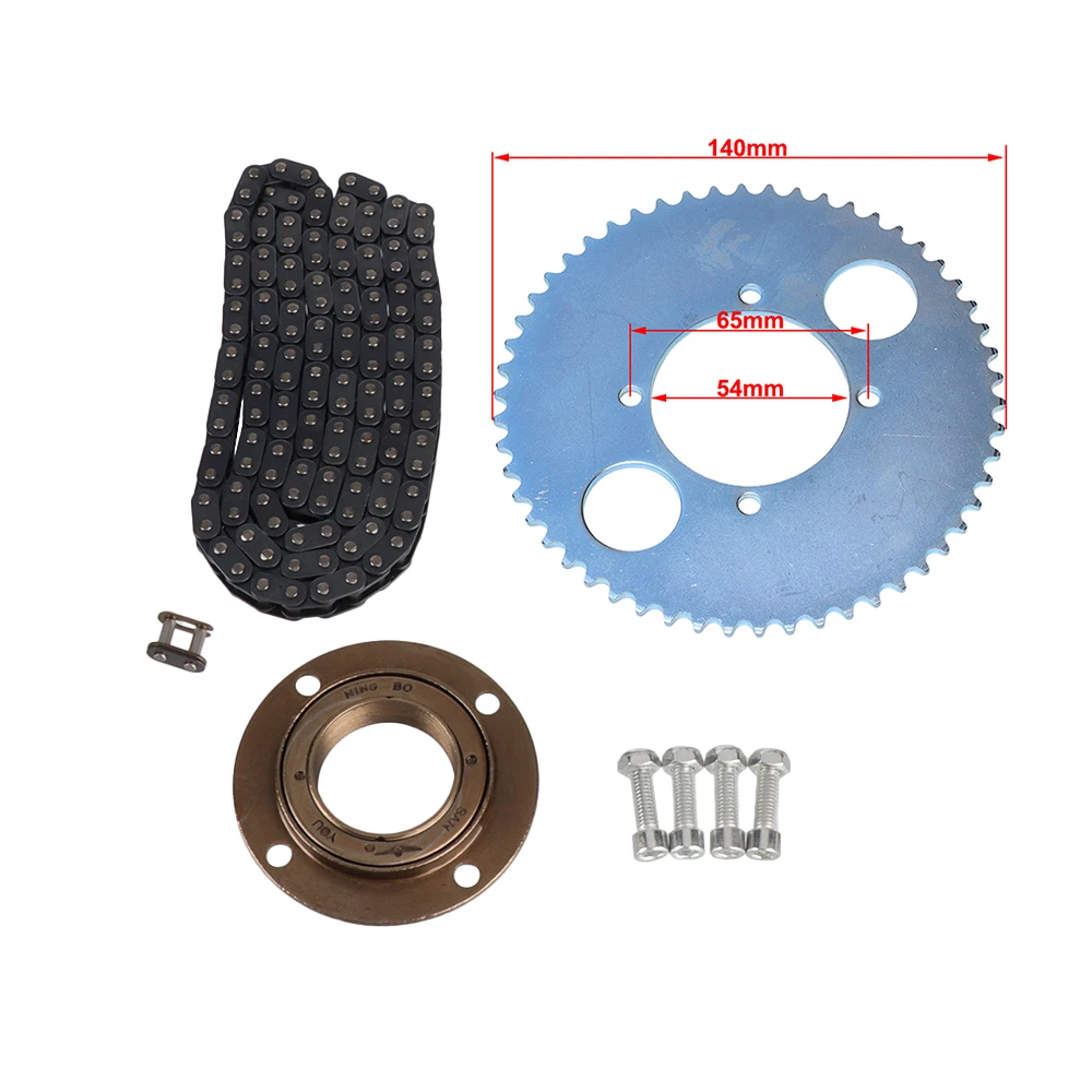 

Заднее колесо электрического скутера T8F 54T 54 мм * 4 болта, звездочка, цепная приводная шестерня и адаптер свободного хода для велосипеда, карманного пит-байка