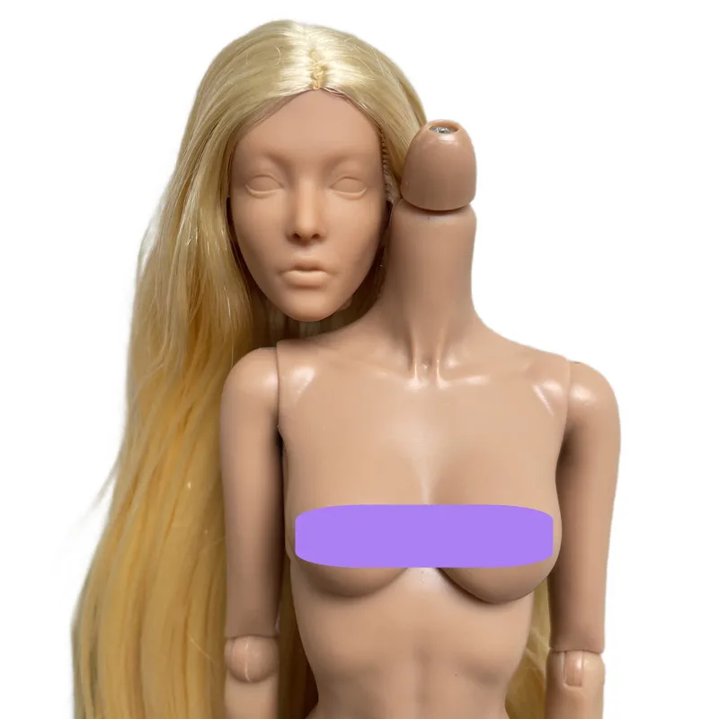 Ful Hair Doll Heads 1/6 Joints Movable Doll Body White Beige Brown Coffee Black Blue Green Doll Figure Toy Girl Gifts