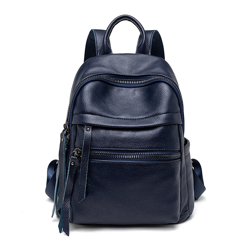 

Рюкзак женский из мягкой 100% натуральной коровьей кожи, ранец из воловьей кожи первого слоя для школьников и учебников, черная фурнитура, C1778