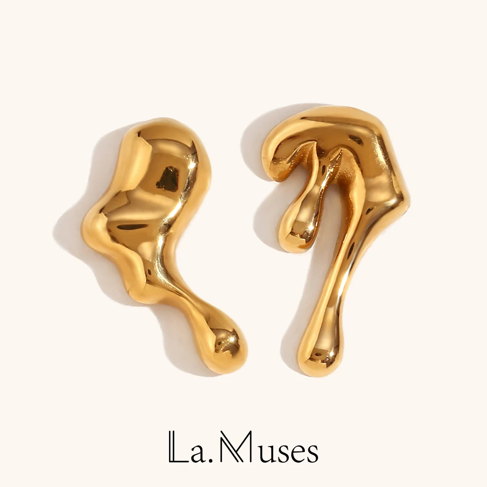 Женские серьги из нержавеющей стали La.Muses с абстрактным лавовым сердцем модный