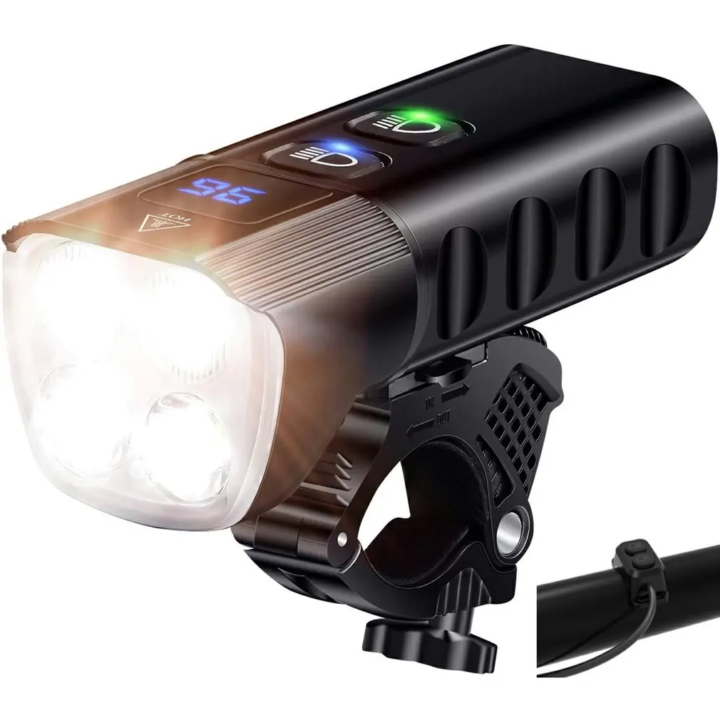

Велосипедный передний Перезаряжаемый USB фонарь, 2000 лм, водонепроницаемость IP65, 13 режимов освещения