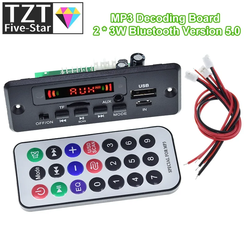 Bluetooth 5 0 MP3-плеер плата декодера В-32 В 6 Вт усилитель автомобильный FM-радио модуль