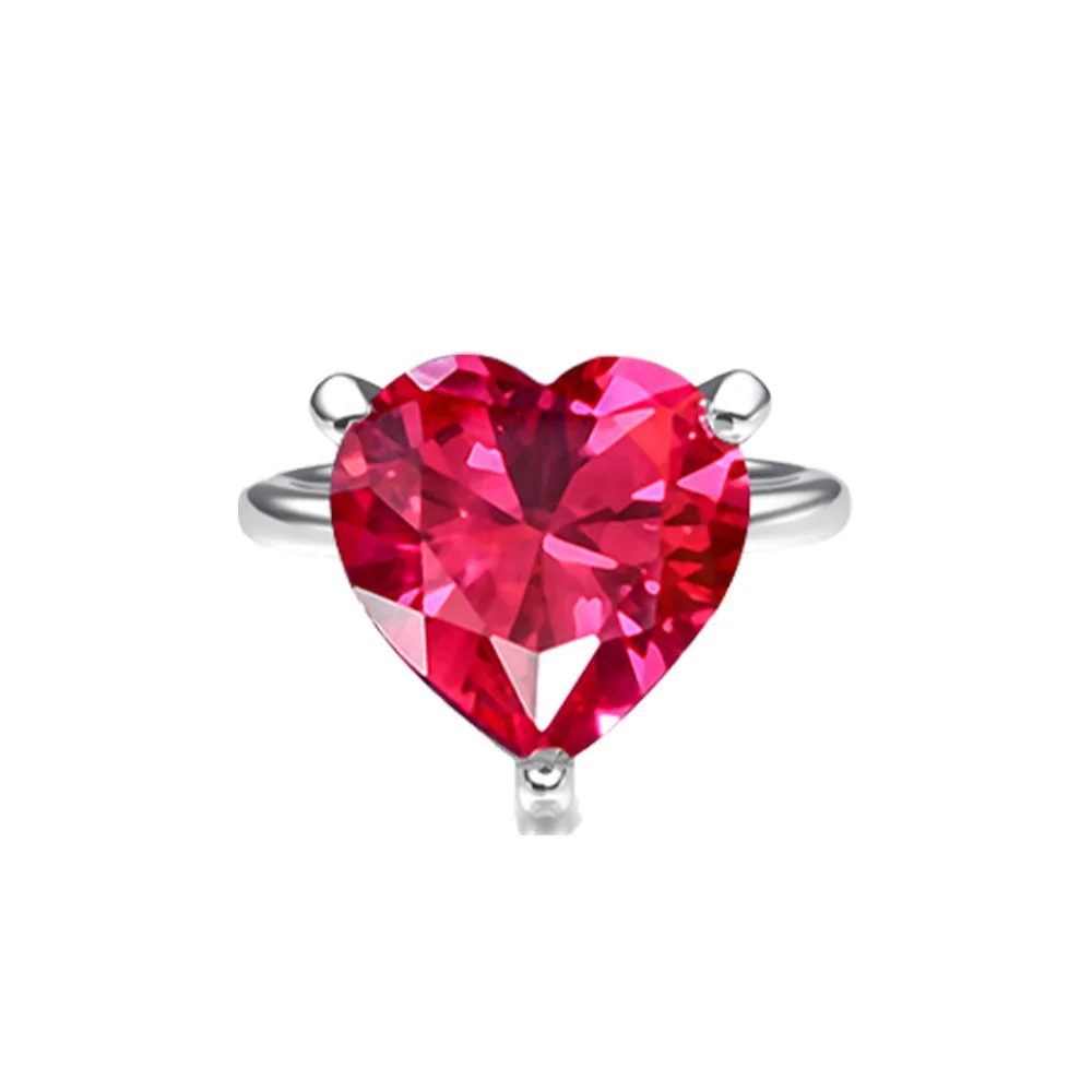 

ARIGAYA 925 Sterling Silver Pink/Red/red/Yellow Heart 5Ct Simulate Diamond Wedding Anniversary Ring Women Gifts Fine Jewelry