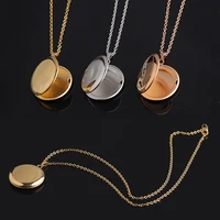 round diy photo frame pendant necklace for women mirror polish stainless steel locket pendant necklace family lover jewelry gif