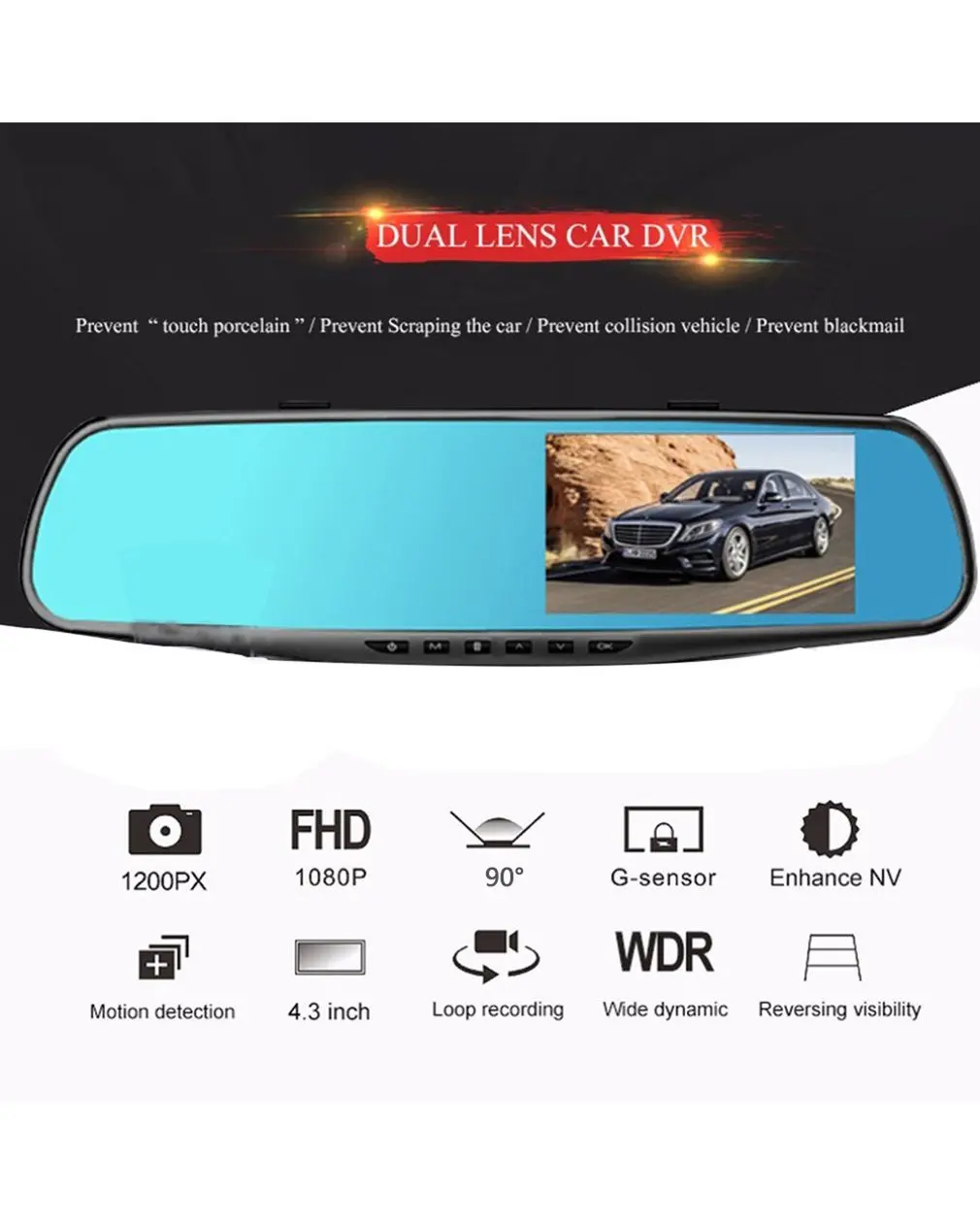 

3.5 Inch Car DVR Mirror Car Dvr Camera1080P Rear View Mirror Digital Video Recorder Singel Front Len Auto Dash Cam