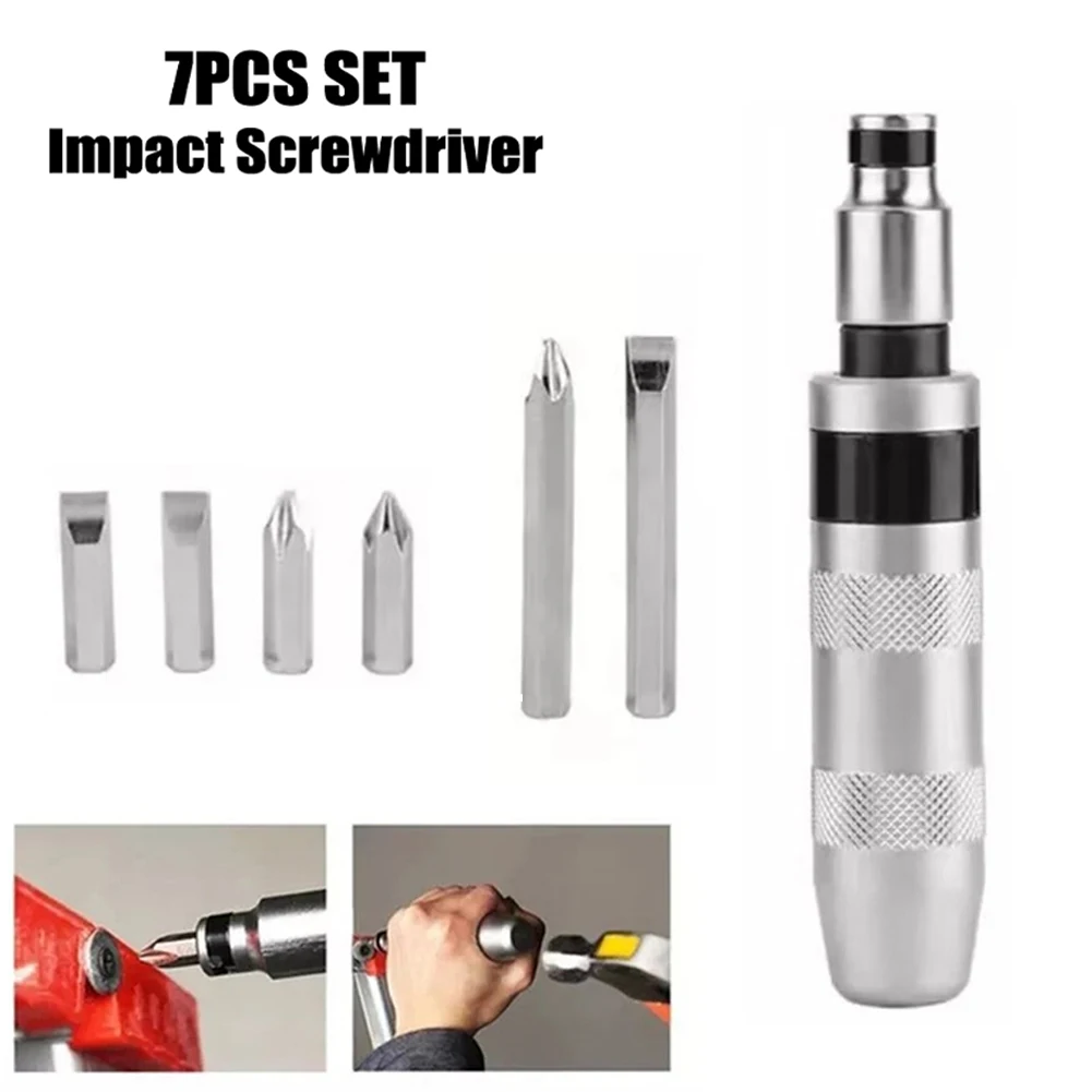 

7pcs Set Impact Screwdriver With Bits 134*52*52mm For Repair Engines Heavy Trucks Hand Tools Workshop Equipment Screwdriver