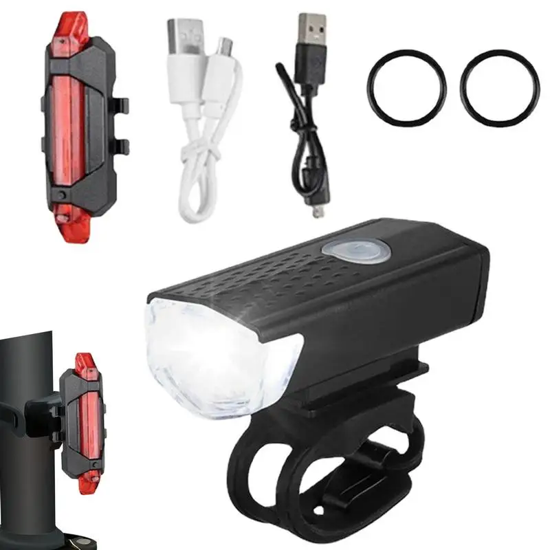 

USB MTB Bicycle Light Bike Front Rear Lights Set Mountain Bike Night Cycling Headlight USB LED Safety Taillight Bike Accessories