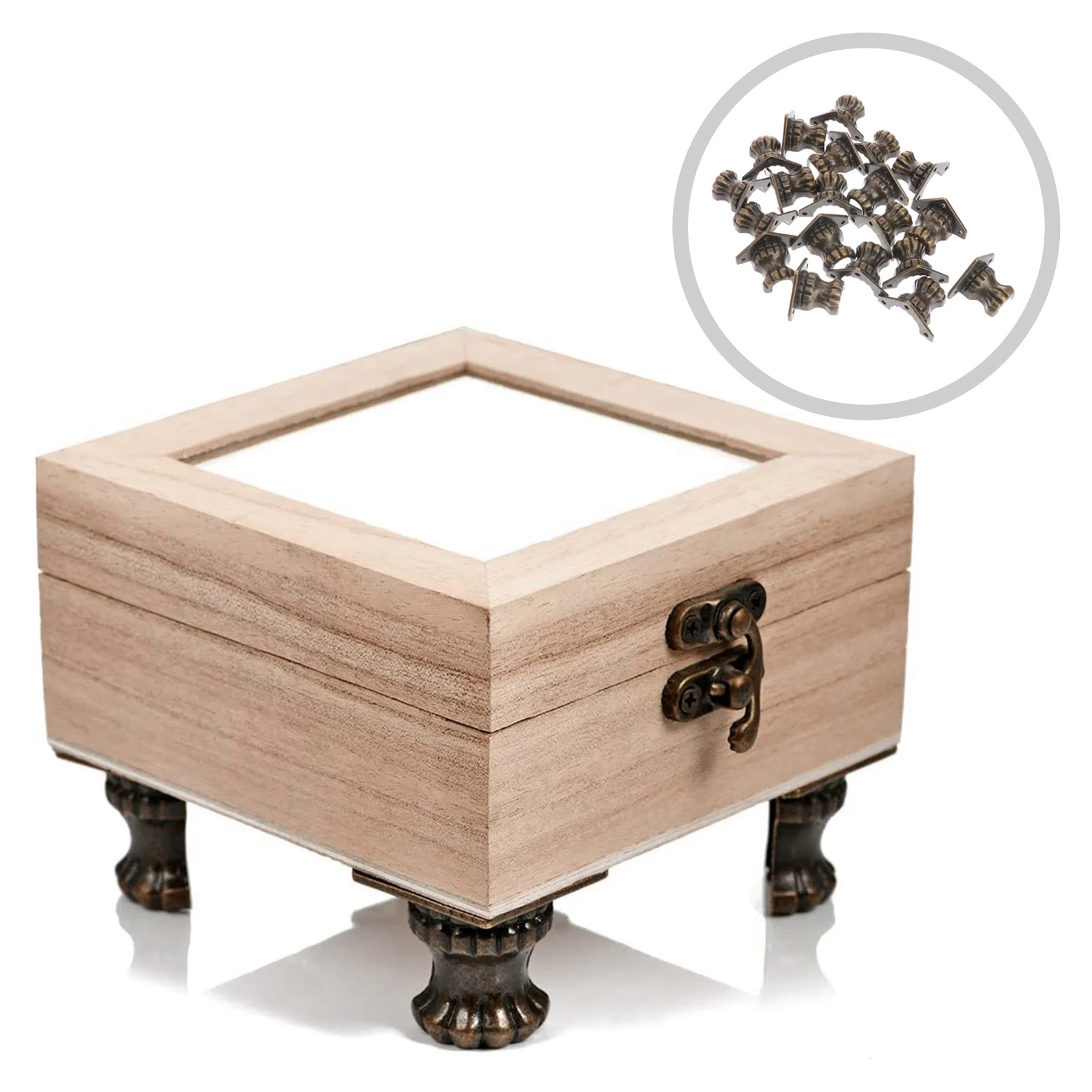 

20 Pcs Metal Corner Trim Wooden Box Support Feet Jewelry Case Decorate 2.5X2.5X2CM Decorative Legs Cornet Protector Storage