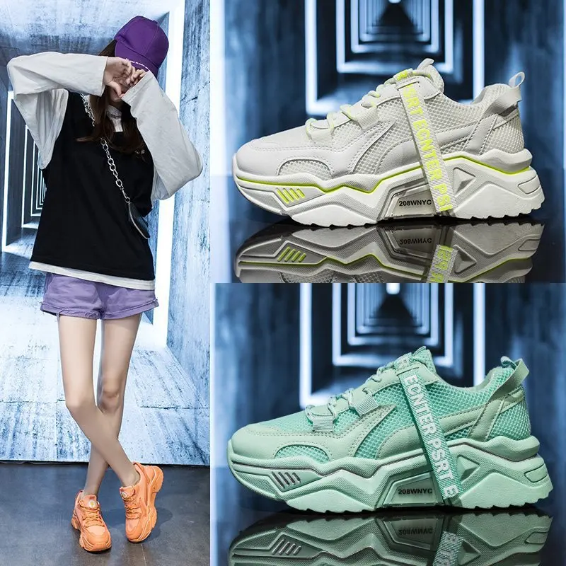 

Clunky sneakers women fashion summer new mesh breathable versatile sports shoes thick soled sport running shoes tenis baskets