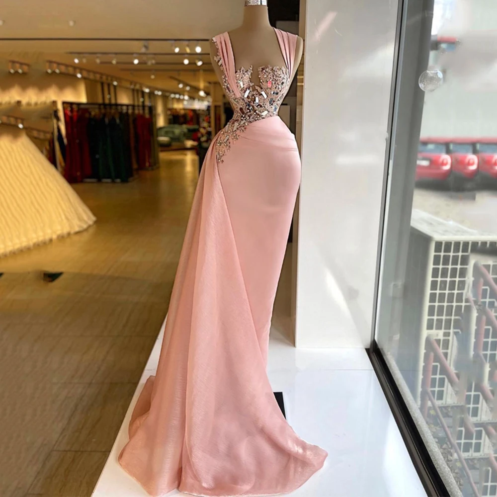 

Sexy Prom Dresses Beadings Sweetheart Mermaid Evening Dress 2022 Saudi Arabia Sleeveless Party Gowns Robe De Soiree