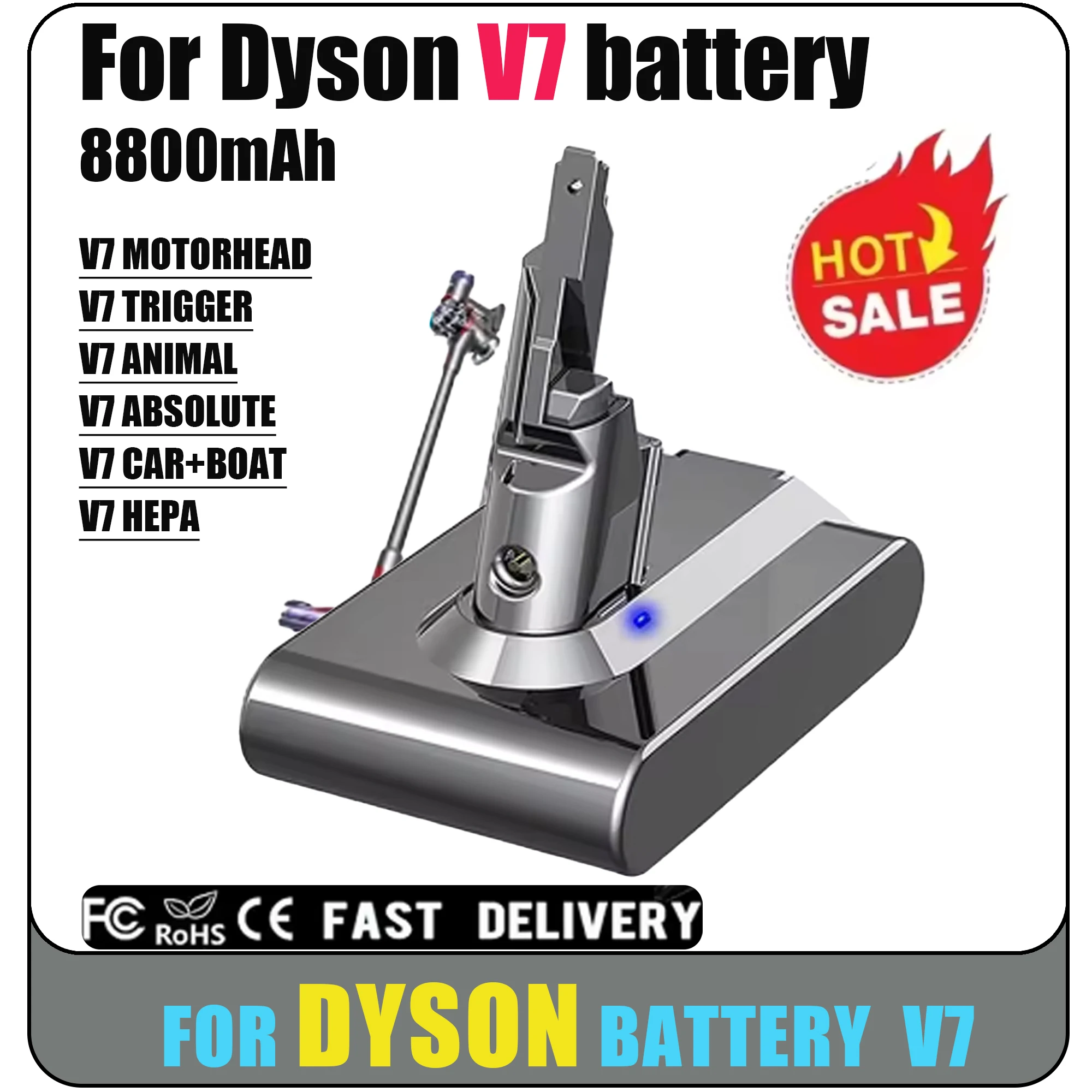 Фото Новый аккумулятор для Dyson V7, 21,6 В, 6800 мАч/88000 мАч, литиевый аккумулятор FLUFFY V7 Animal V7 Pro 225403 229687, инструменты №2