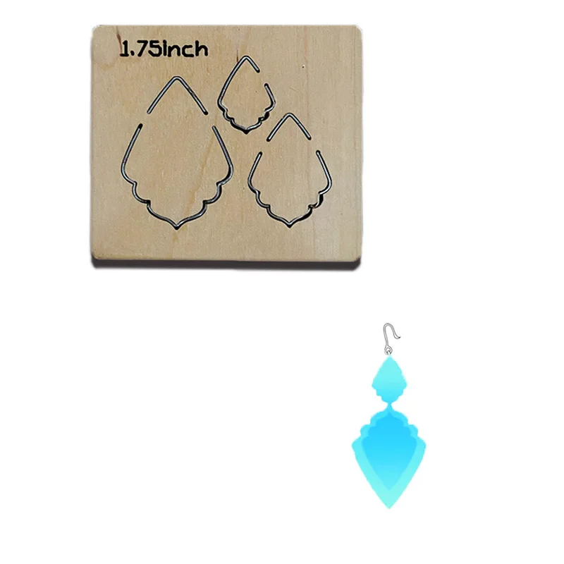 

EM15 Wooden cutting die for 1.75-3 inch ice cream shaped earrings, suitable for most machines
