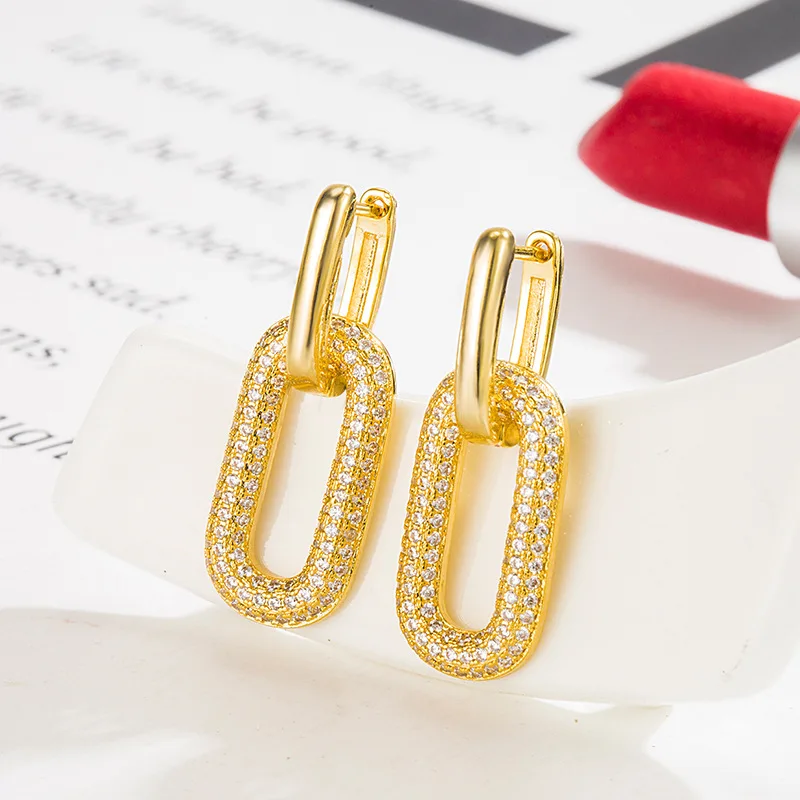 

2022 Trend 925 Sterling Silver Earrings For Women Luxury Zircon Double Loop Jewelry For Women Christmas Gift