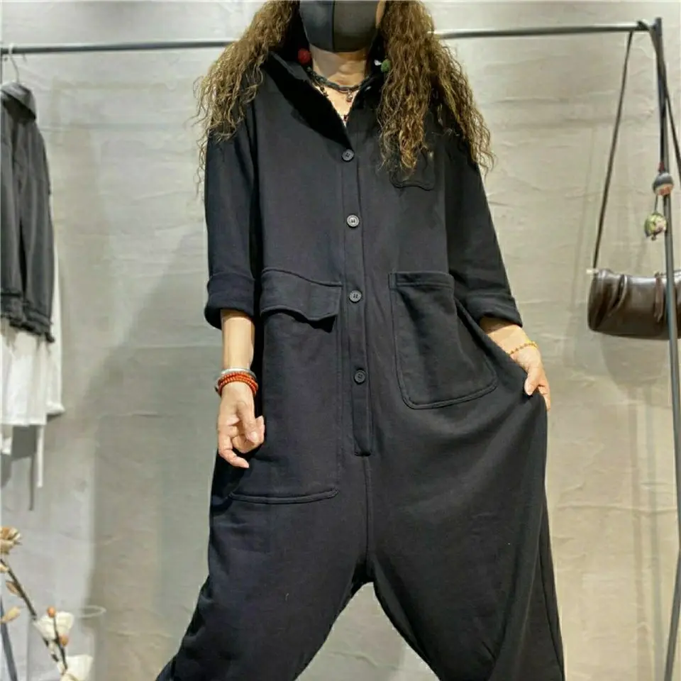 

Women Jumpsuit Solid Color Long Sleeve Spring Autumn 2022 Newest Fashiong Loose Female Clothes