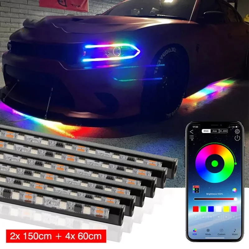 

Underglow Lights Neon LED Car Foot Ambient Light Music Control Auto LED Atmosphere Light RGB Lamp N0HF