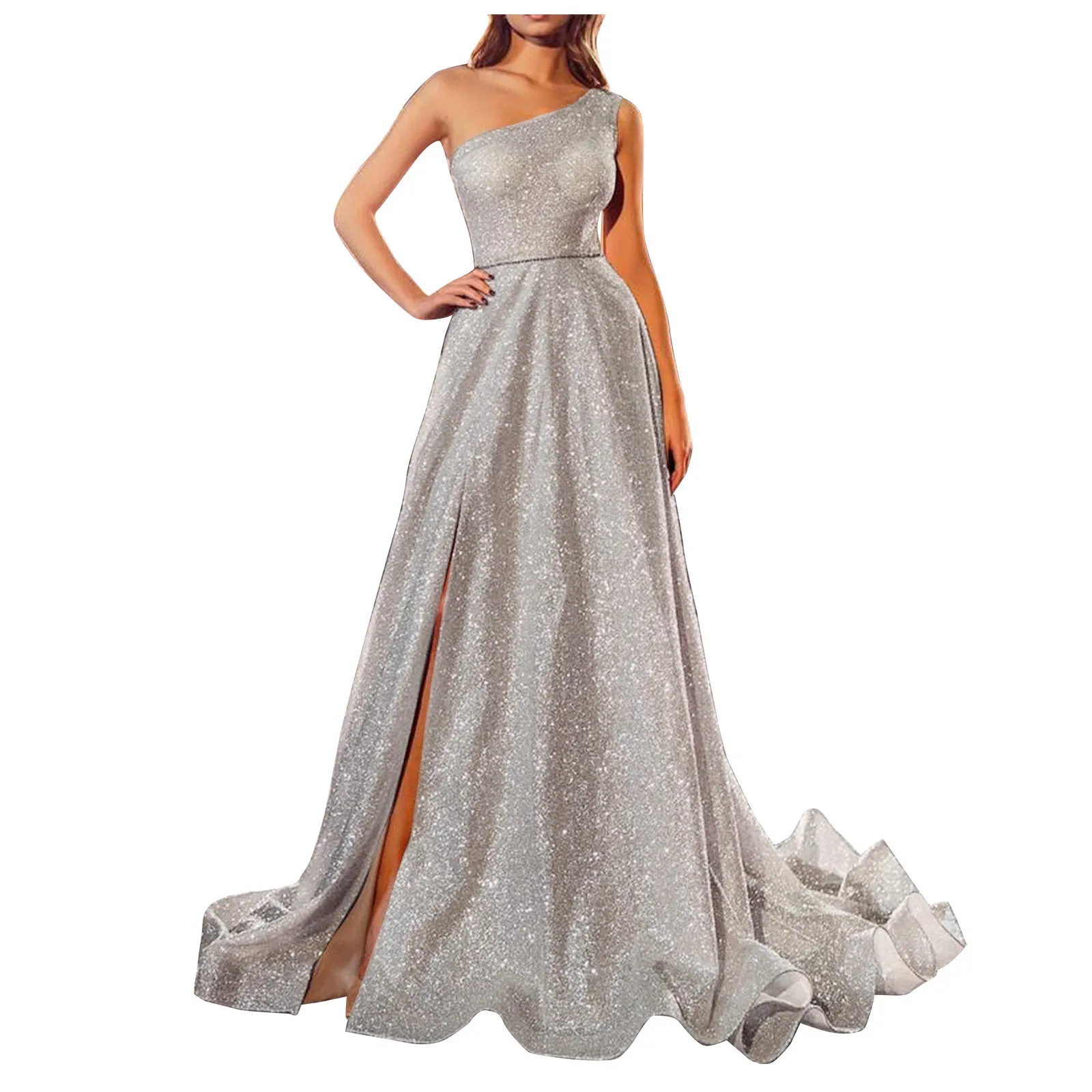 

Sequined Shoulder Dress Slanted Sleeveless Slim Ladies Dress Women's Dress Women's Dress For New Year